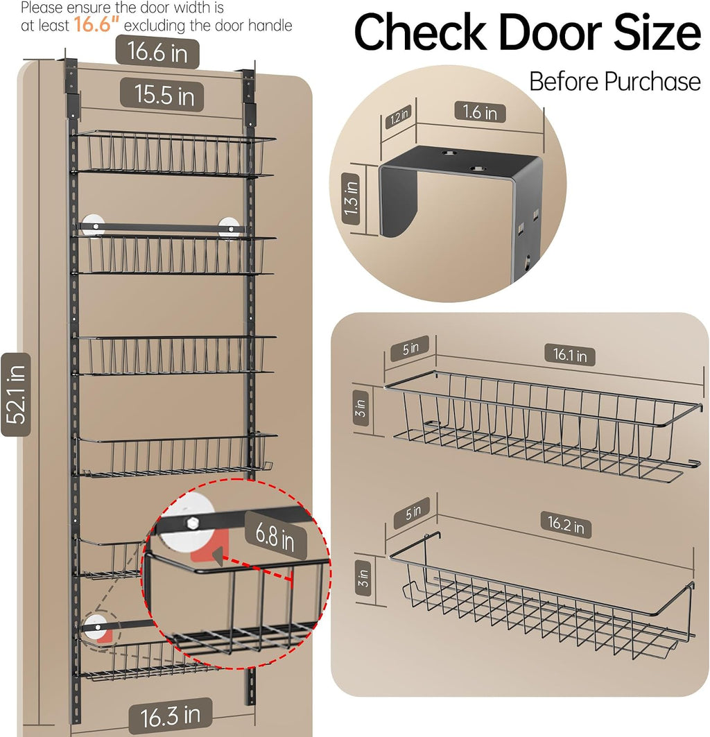 Delamu Adjustable Cabinet Door Organizer, 6 Tier Hanging Spice Rack