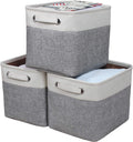 Foldable Storage Bin Collapsible Basket 12" x 10" x 9.5" Cube Storage Organizer Bins with Dual Carry Handles for Home Closet Shelves Drawers Organizer, Set of 3, Grey