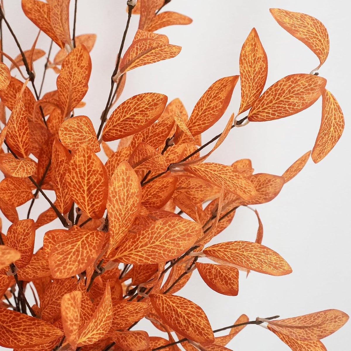 Uieke 18 Pcs Artificial Fall Eucalyptus Stems with Fall Leaves, Orange