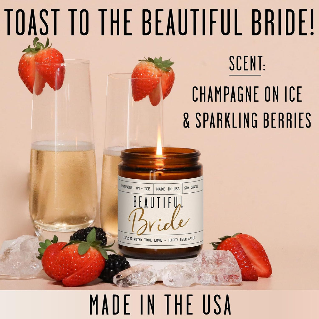 Bridal Shower Gifts Ideas, Best Bridal Shower Gifts for Bride to Be, Bride Gift -' Soy Wedding Candle, w/Champagne on Ice I Bachelorette Gift I 50Hr Burn, USA Made