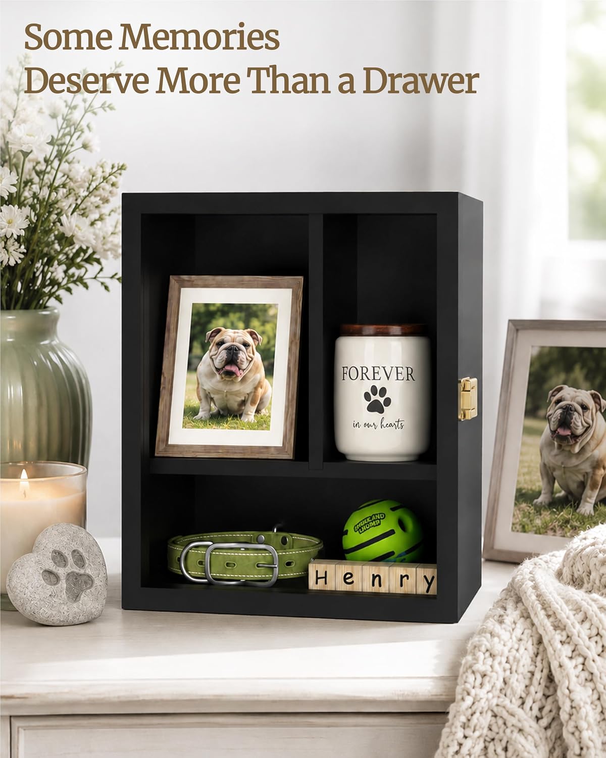 11"x9" Pet Memorial Shadow Box with Shelves & Pin-Back Board