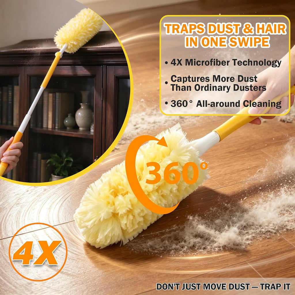 60PCS 360° Heavy Duty Duster Refills Compatible with Swiffer with 1 Handle