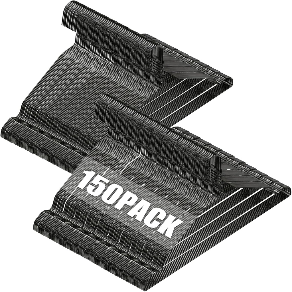 Space Saving Metal Wire Clothes Hangers, 150 Pack, 17 Inch, Black