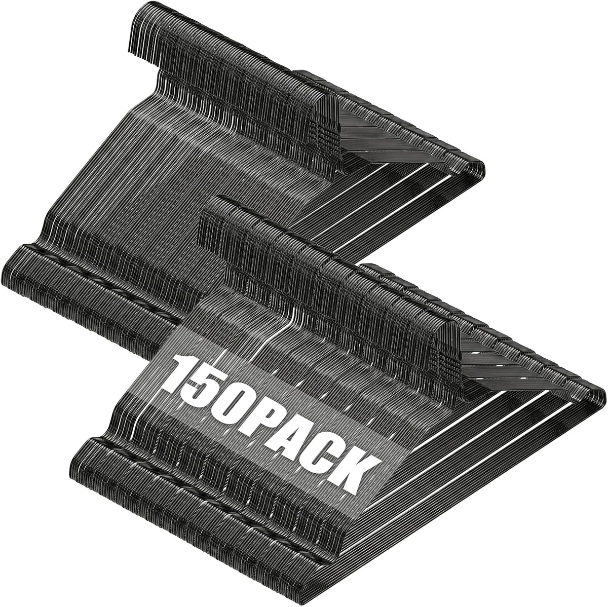 Space Saving Metal Wire Clothes Hangers, 150 Pack, 17 Inch, Black