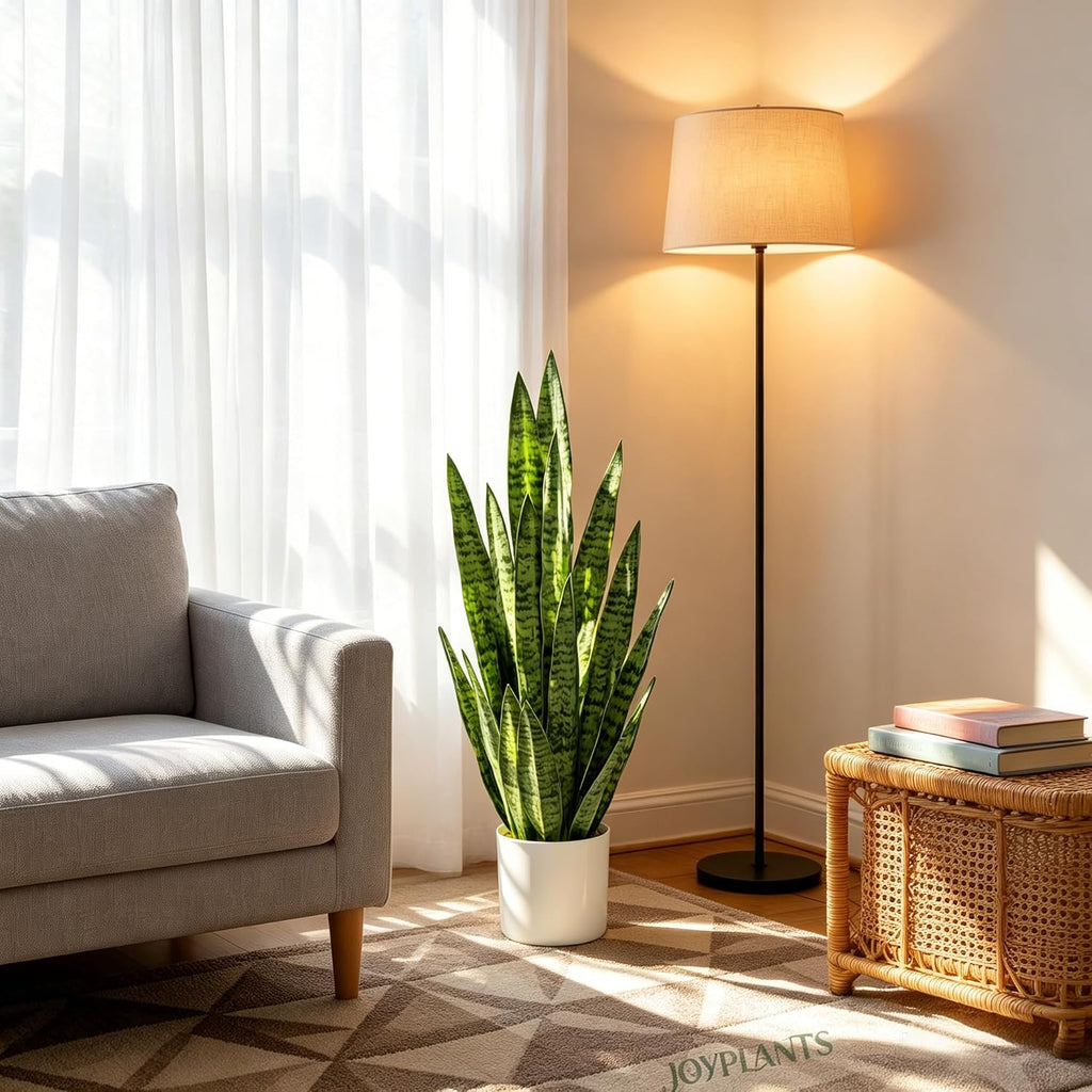 Fake Snake Plant 3FT, 35in Artificial Potted Plant with White Pot