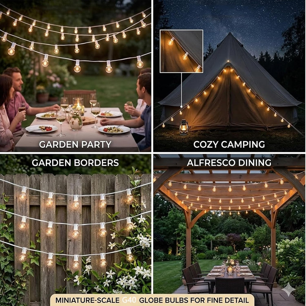 Afirst White Outdoor String Lights 50FT with 53 Glass Bulbs Waterproof Patio Lights for Wedding Home Garden Backyard Party