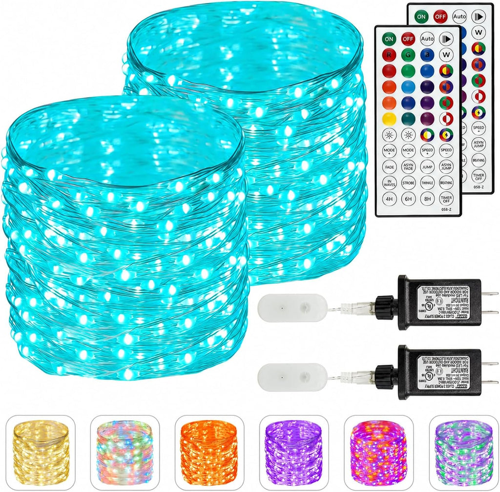 2 Pack 132FT 400LED RGB Color Changing String Halloween Lights with Remote