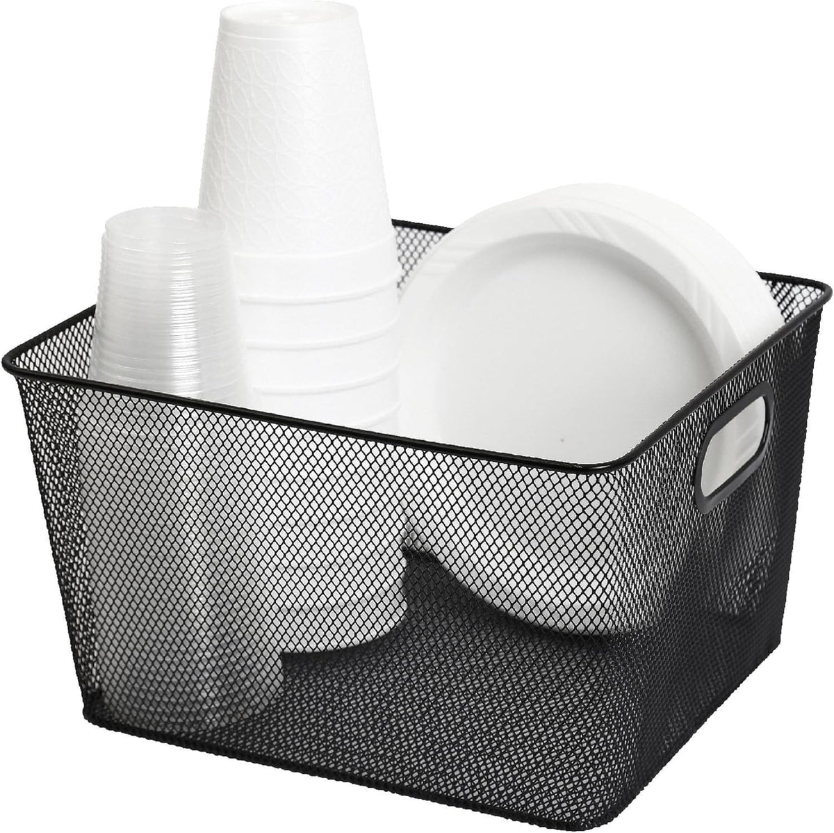YBM Home Wire Mesh Kitchen Storage Basket Organizer for Organizing Household Pantry and Kitchen Cabinets - Multipurpose Wire Storage Baskets for Home, Dorm Room, Garage, Black - 6 Pack