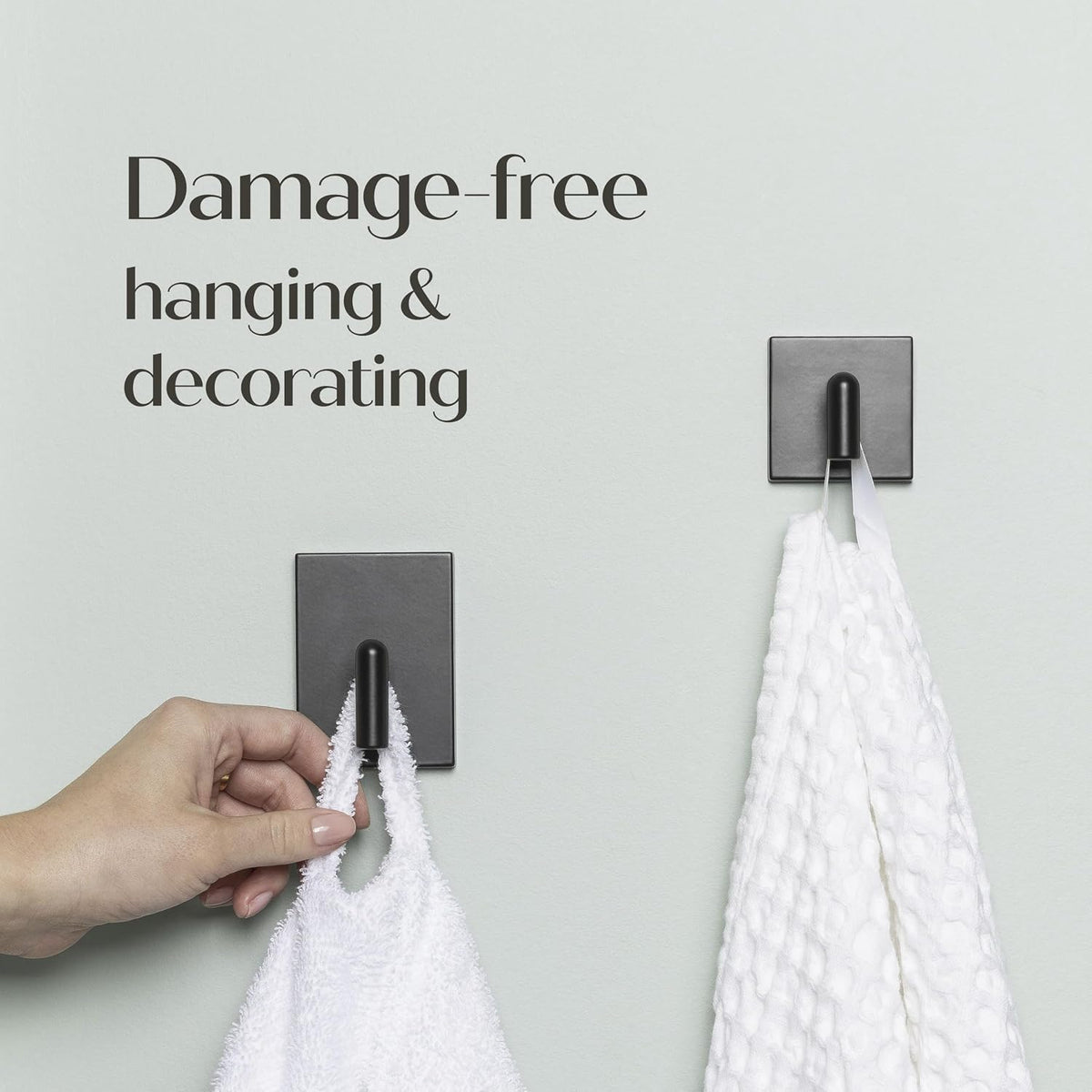 Command Small Black Decor Bath Hooks, 1 Hook, 6 Strips