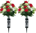 Artificial Cemetery Flowers for Grave: Fake Mums, 2 Pcs, 18 Heads