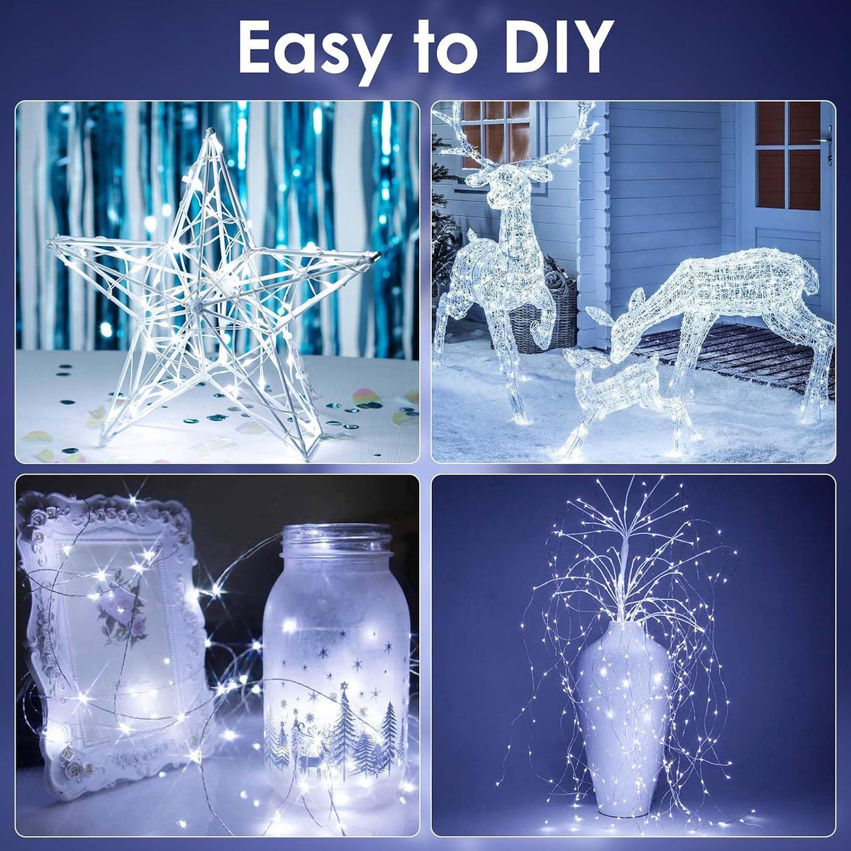 4 Pack Fairy Lights Battery Operated Battery String Light Remote Cool White