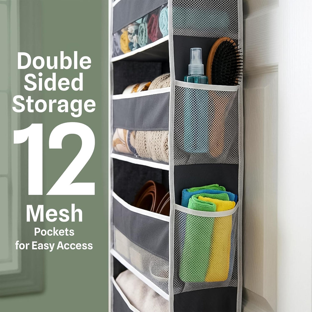 Utopia Home Over the Door Organizer 6 Shelves, Dark Grey, Pack of 1