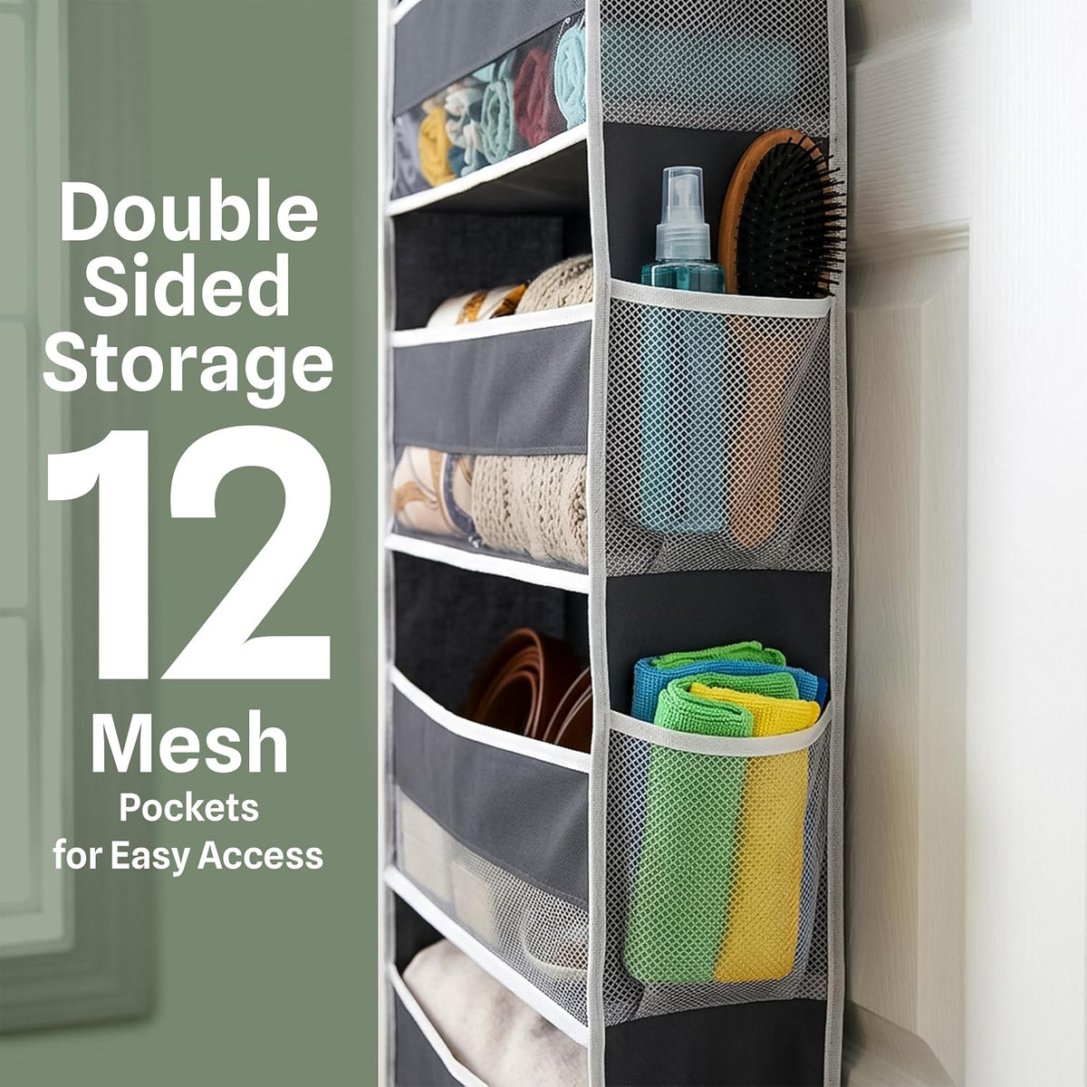 Utopia Home Over the Door Organizer 6 Shelves, Dark Grey, Pack of 1