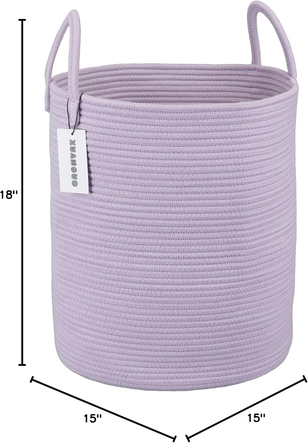 XUANGUO Rope Laundry Basket Hamper for Clothes Large Purple or Lavender