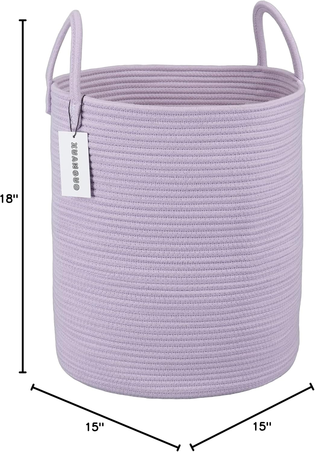 XUANGUO Rope Laundry Basket Hamper for Clothes Large Purple or Lavender