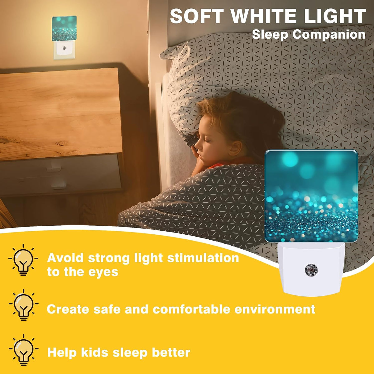 Night Light Teal and Turquoise Sparkle Night Lights Plug into Wall Smart Dusk to Dawn Sensor 0.5W Energy Efficient Led Lamp for Men Women Bedroom Bathroom Hallway Stairway Decor
