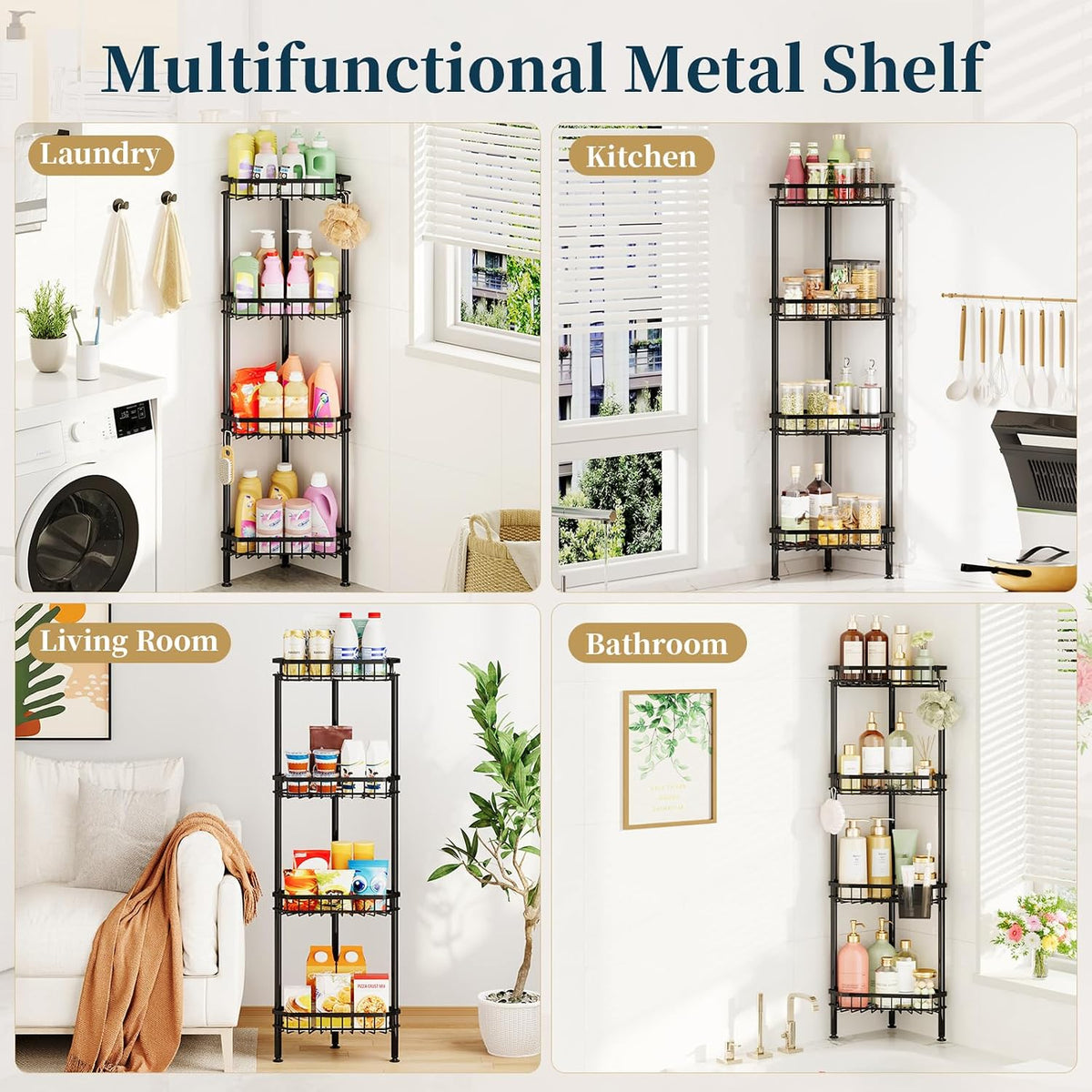 Consumest Corner Shower Caddy Stand - Rustproof Bathroom Organizer&Storage