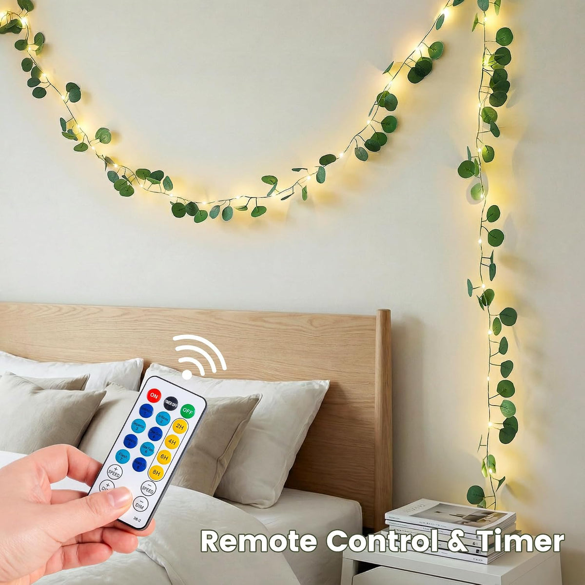 Eucalyptus Garland with 40 LED Fairy Lights, USB & Battery Powered