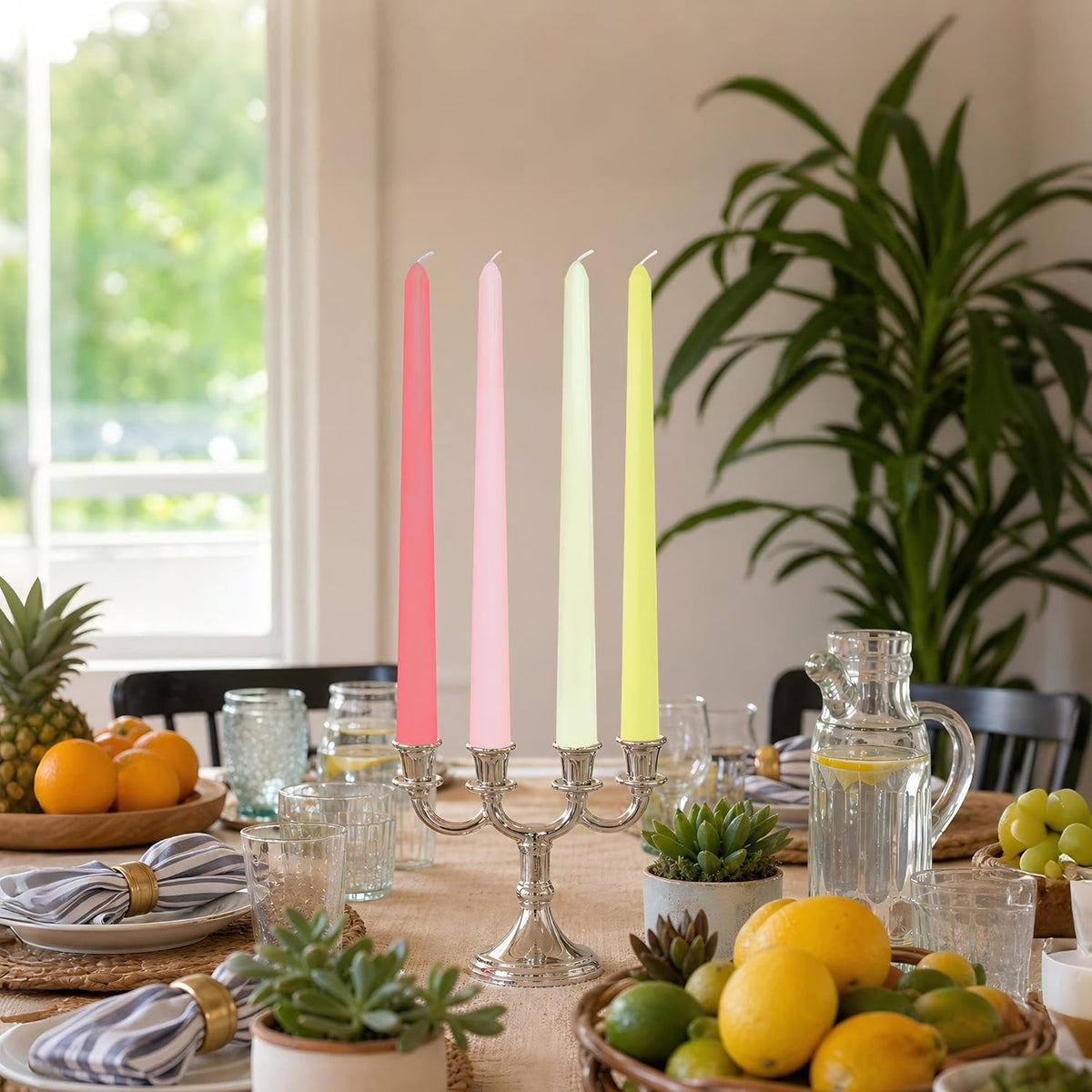 10 Inch Multi Color Taper Candles, 8 Pack Unscented Dripless 6-8 Hours Burn Candlesticks for Holiday, Dinner, Party