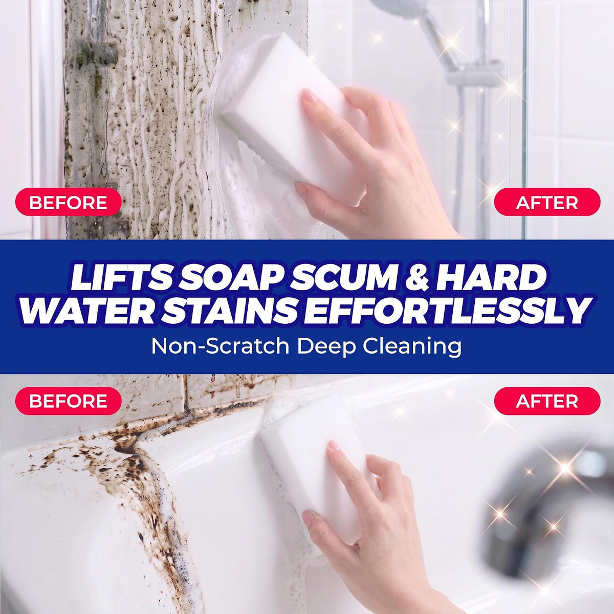 Magic Sponge Eraser Shower Cleaner Bathroom Scrubber 8 Pack