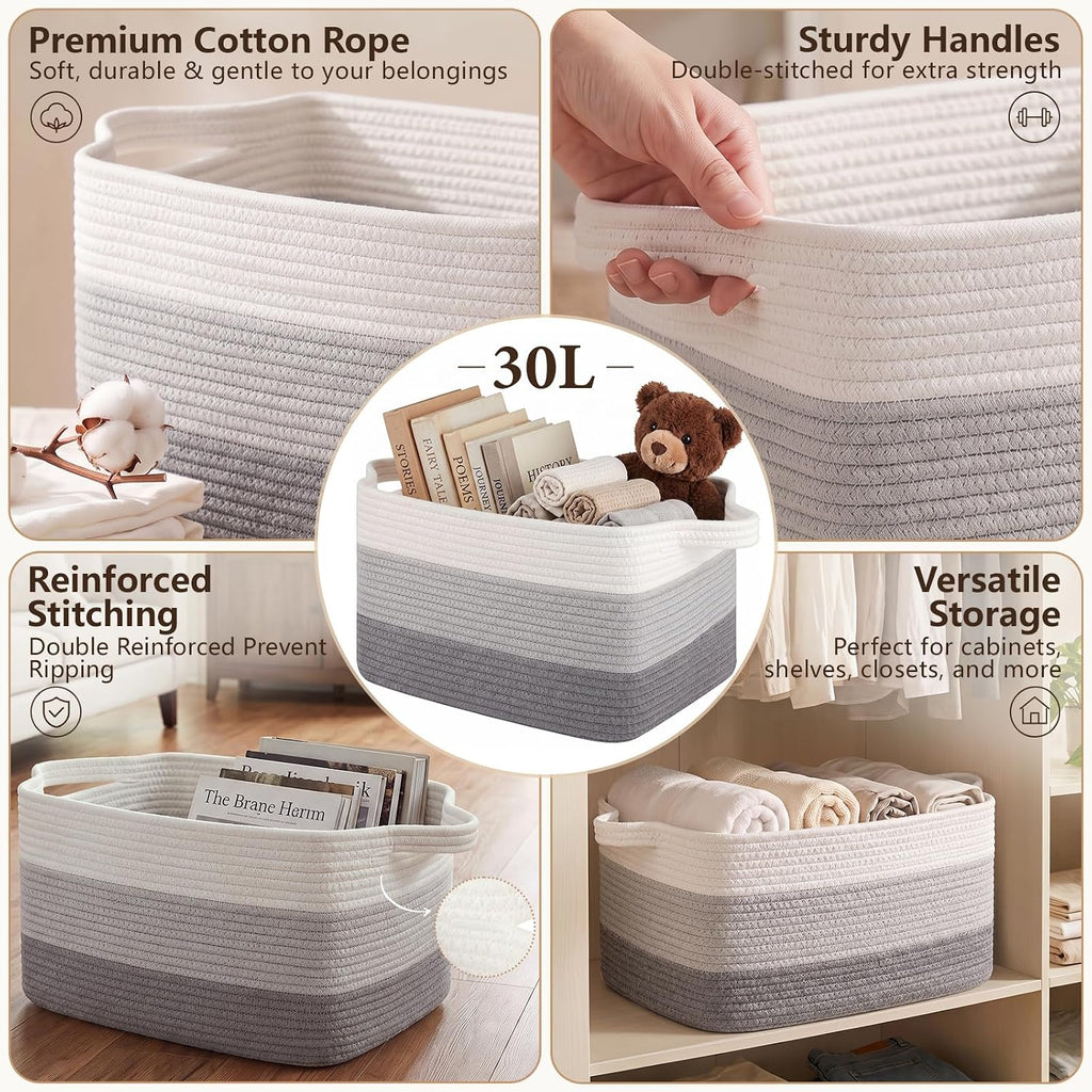 OIASKET Storage Basket for Organizing 3 Pack, Woven Baskets for Storage