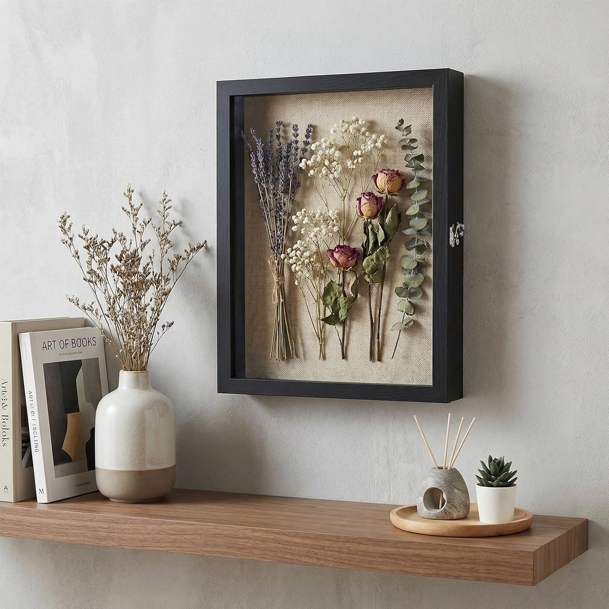 11×14 Shadow Box Frame, Linen Back, Glass Door, Hinge Display Case