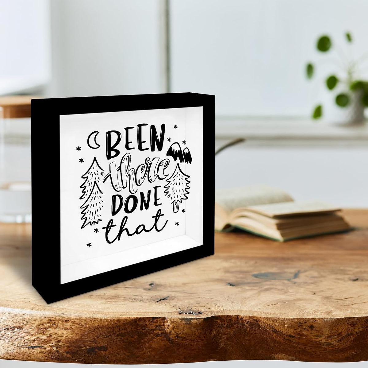 8" x 8" Black Travel Shadow Box Frame - Been There Done That - Travel Wooden Display Memory Saver with Slot for Tickets, Keepsake - Gifts & Decorations for Family & Friends - A10
