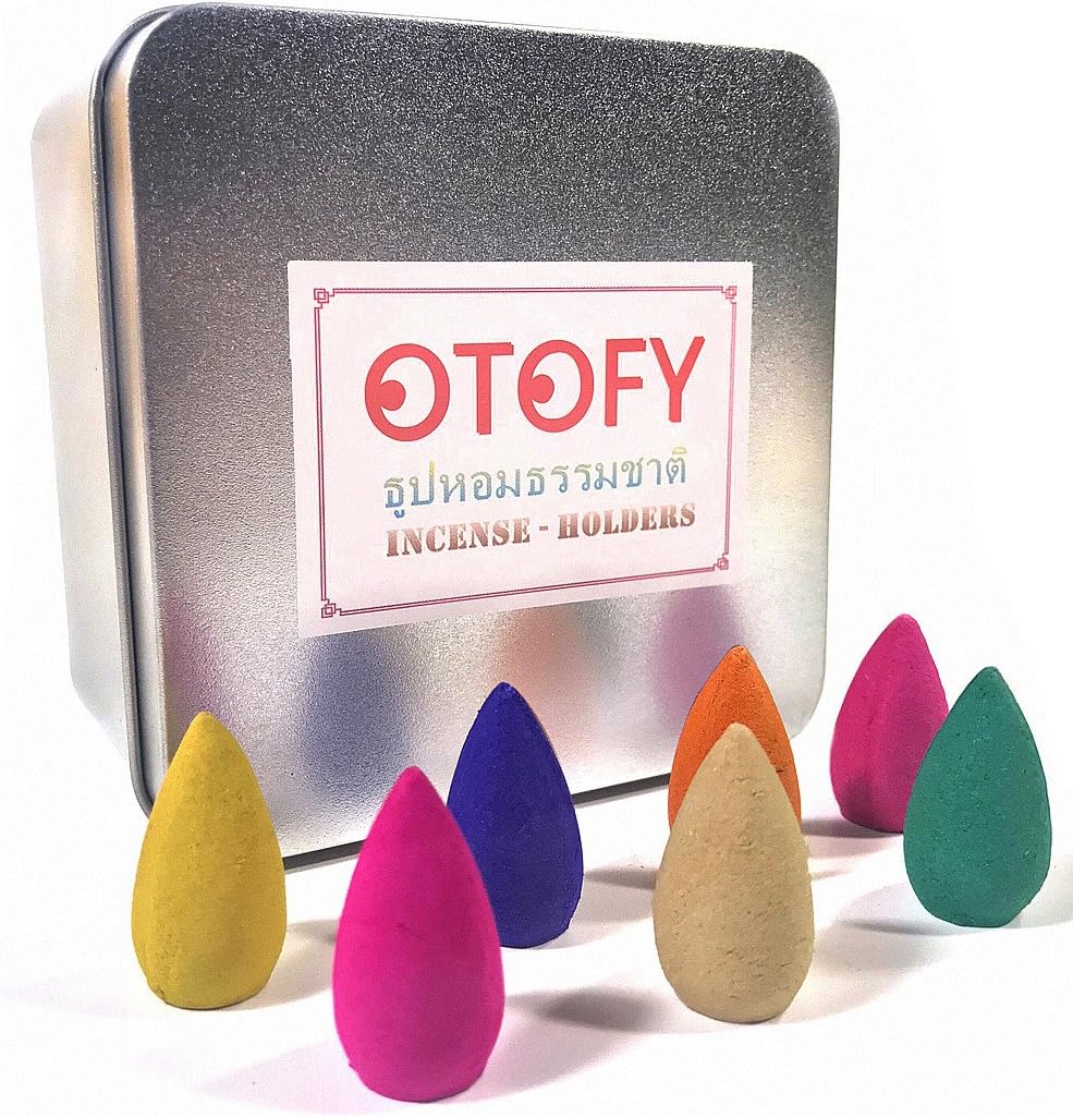 OTOFY 70 PCS Backflow Incense Cones Green Tea Incense Osmanthus Jasmine Lavender Rose Sandalwood Mixed Natural