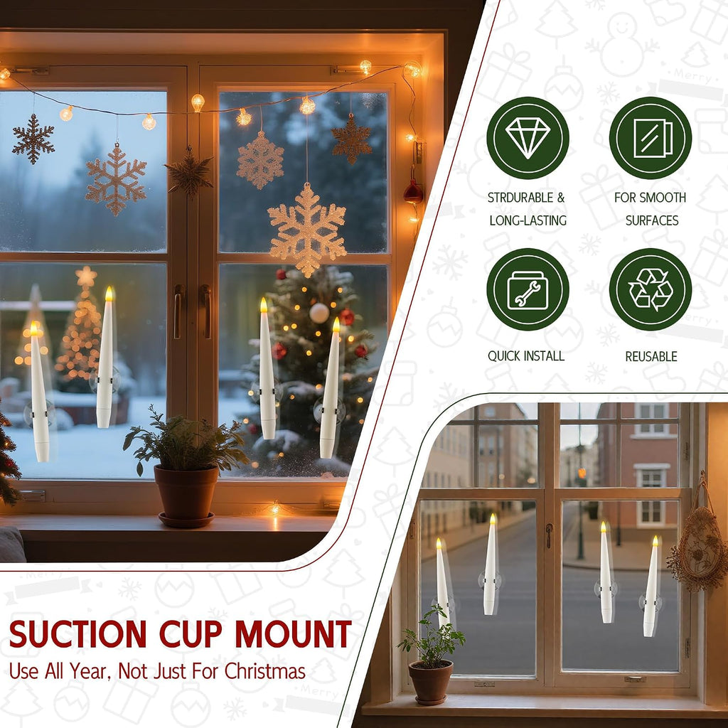 Christmas Tree Candles Battery Operated with Remote, Clip on Candles with Crystal Diamond Ornaments & Hooks for Christmas Tree, Flickering LED Candlesticks for Winter New Year Home Party Decor, 10 Pcs