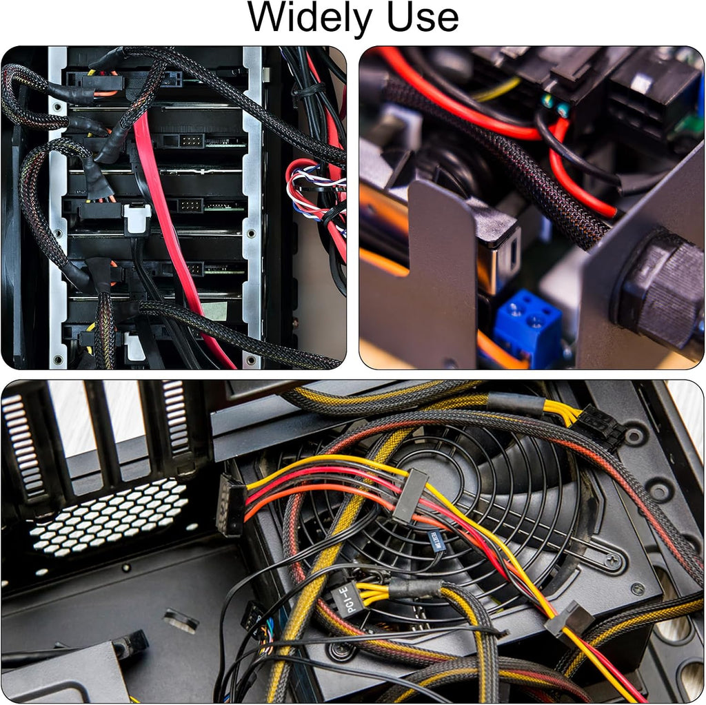 uxcell PET Expandable Sleeving 25ft 3/8" Gray Cable Management Sleeve Cord Organizer for Wrap Protect Cable