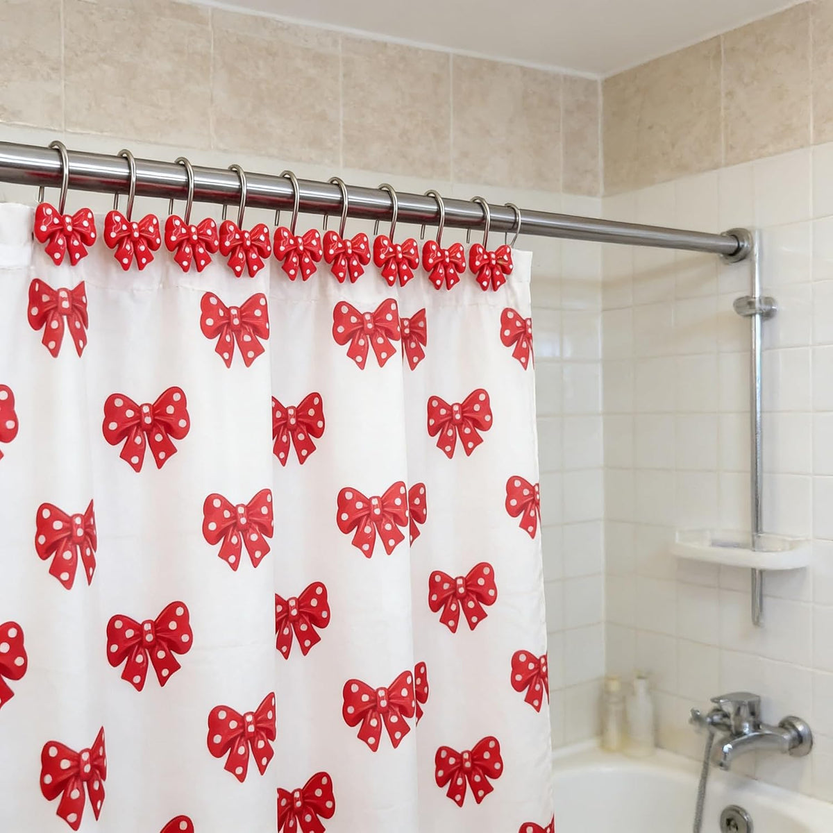 Twofishes Home Fashion Red Shower Curtain Rings Pack of 12