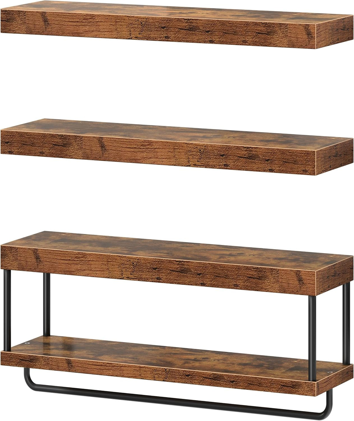 QEEIG Long Bathroom Floating Shelves Over Toilet (Brown, Set of 3, 23.6")