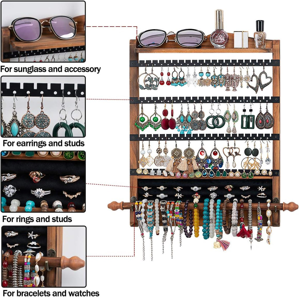 3Pcs Wood Earring Organizer,Wall Jewelry Organizer,Jewelry Storage