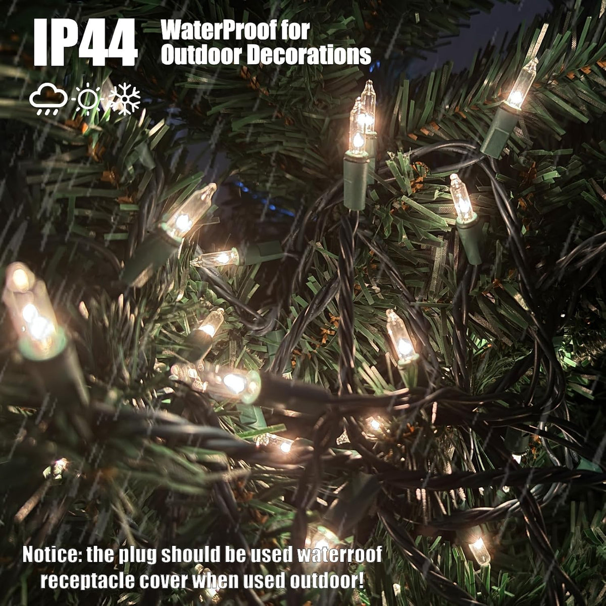 HISHINY Christmas Lights 100 Count 32feet Clear Christmas Tree Lights String with Green Wire for Outdoor Indoor Christmas Decorations Wedding Decorations Valentines Day Decor,UL Certified