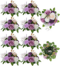BLOSMON Artificial Flowers Ball Wedding Centerpieces 10 Pcs Lilac Rose Artificial Flower Center Pieces Decoration for Table Silk Kissing Ball Faux Floral Bouquet Arrangements for Home Party DIY Decor