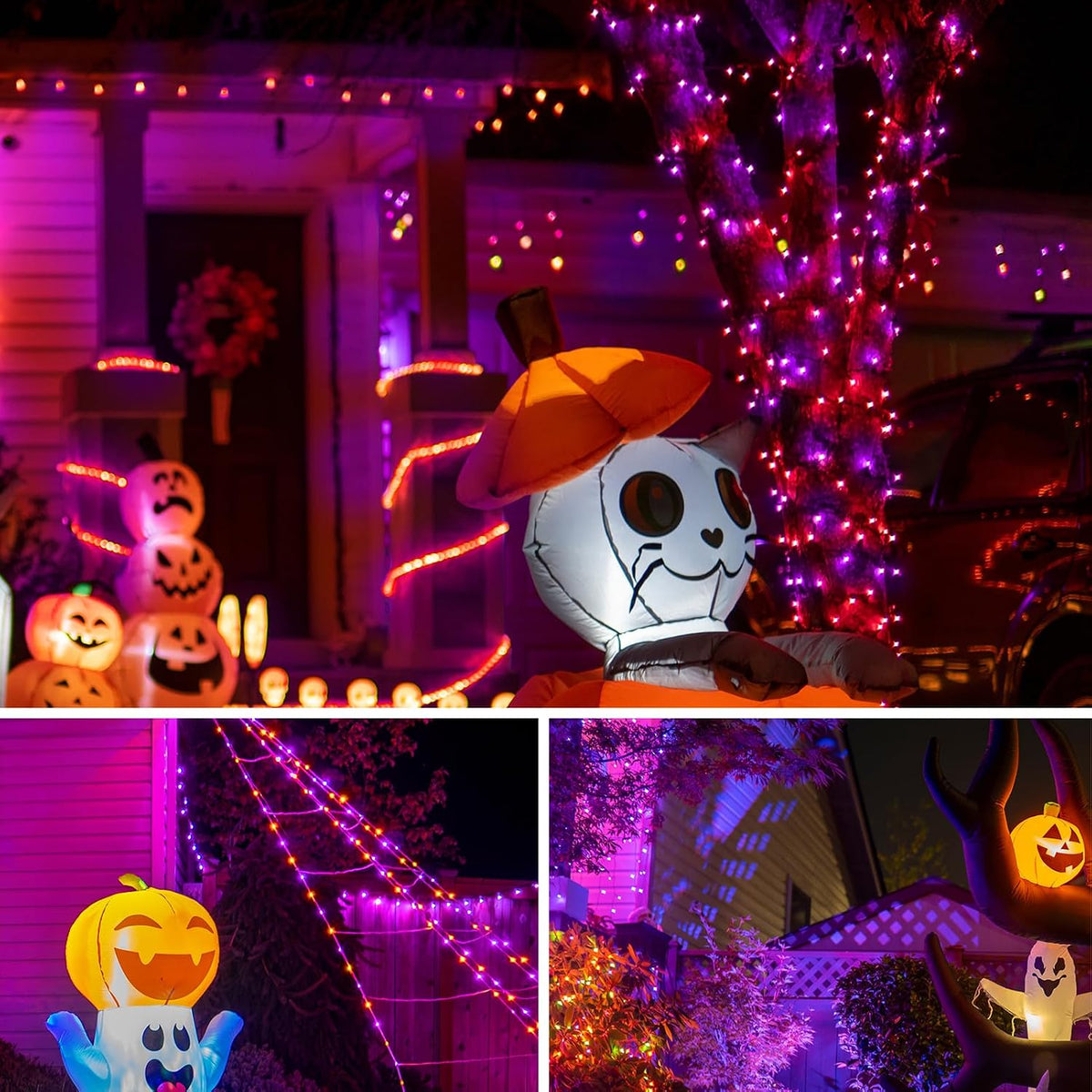 Brillarlights Halloween Purple Orange String Lights Plug in, 21FT 100 Count Mini Incandescent Black Cord, Connectable Spooky Tree Lights for Mantle, Porch, Yard Decor