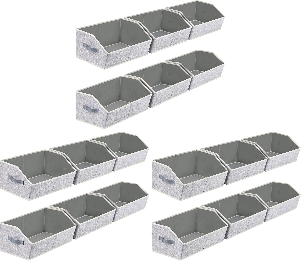 Homsorout Closet Organizers Bins 18 Packs - Large Closet Shelf Organizer with Handles, Fabric Trapezoid Storage Bins, Collapsible Storage Cubes for Clothes, Towels, Light Gray