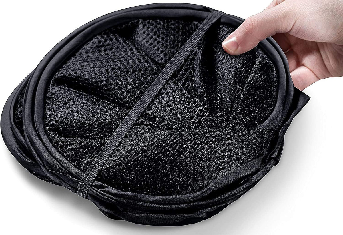 Portable Mesh Popup Laundry Hamper with Durable Handles, Folding Pop-Up Clothes Hampers Collapsible for Storage, Travel Cloth Basket Great for Home Kids Room, College Dorm, Travel(Black)
