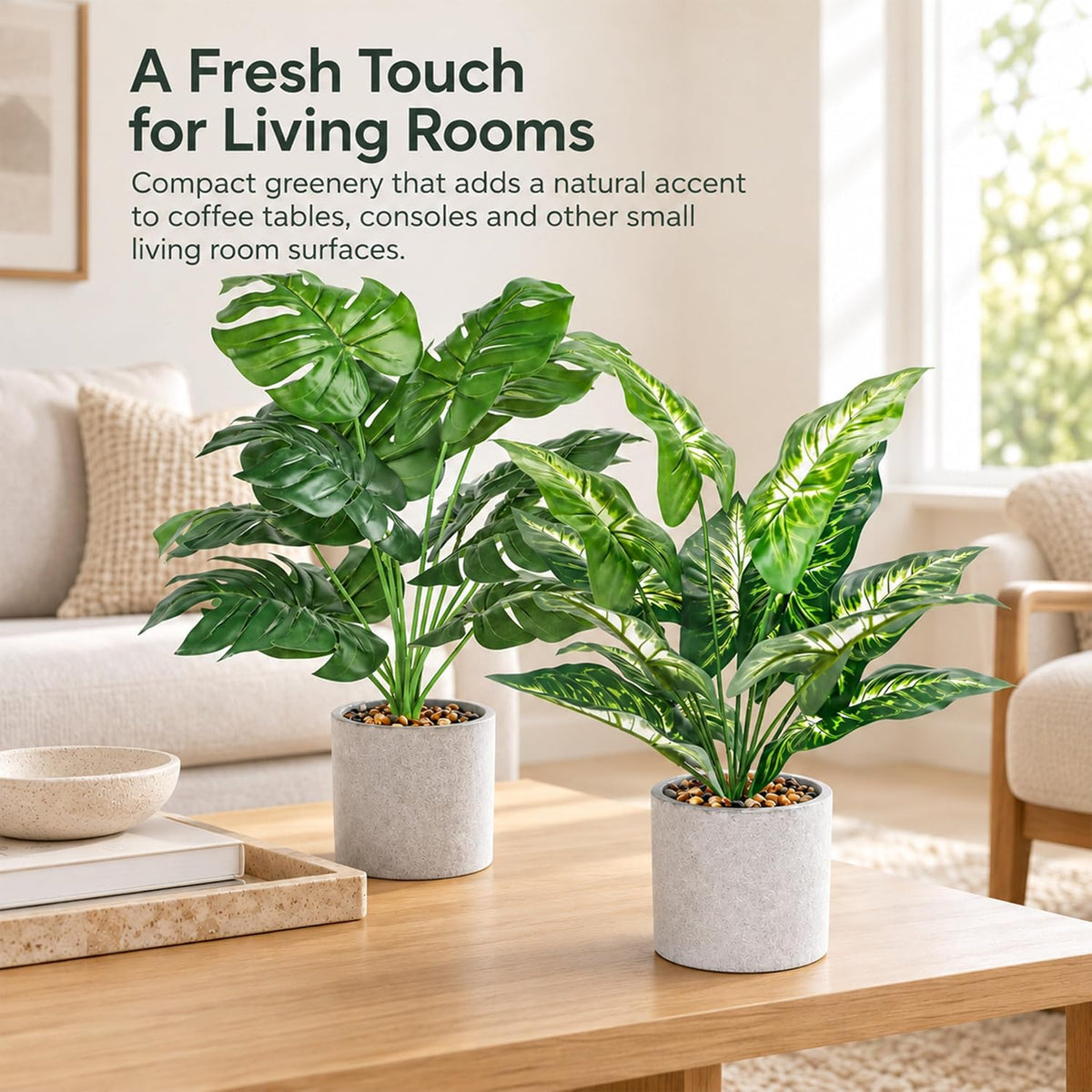 2 Pack Artificial Tropical Plants, 16" Fake Plants for Desk Decor