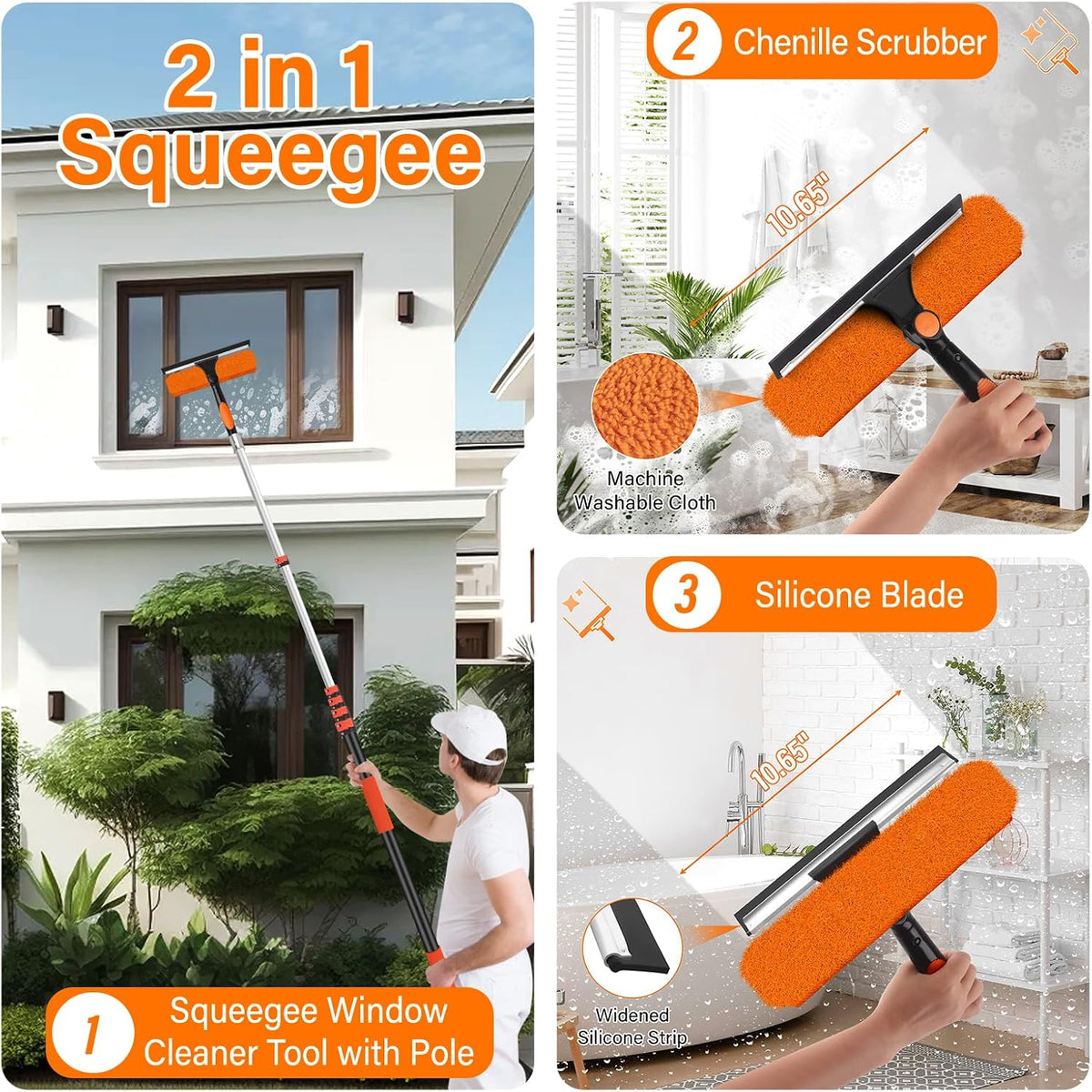 30FT High Reach Duster Cleaning Kit with 5-24 FT Extension Pole