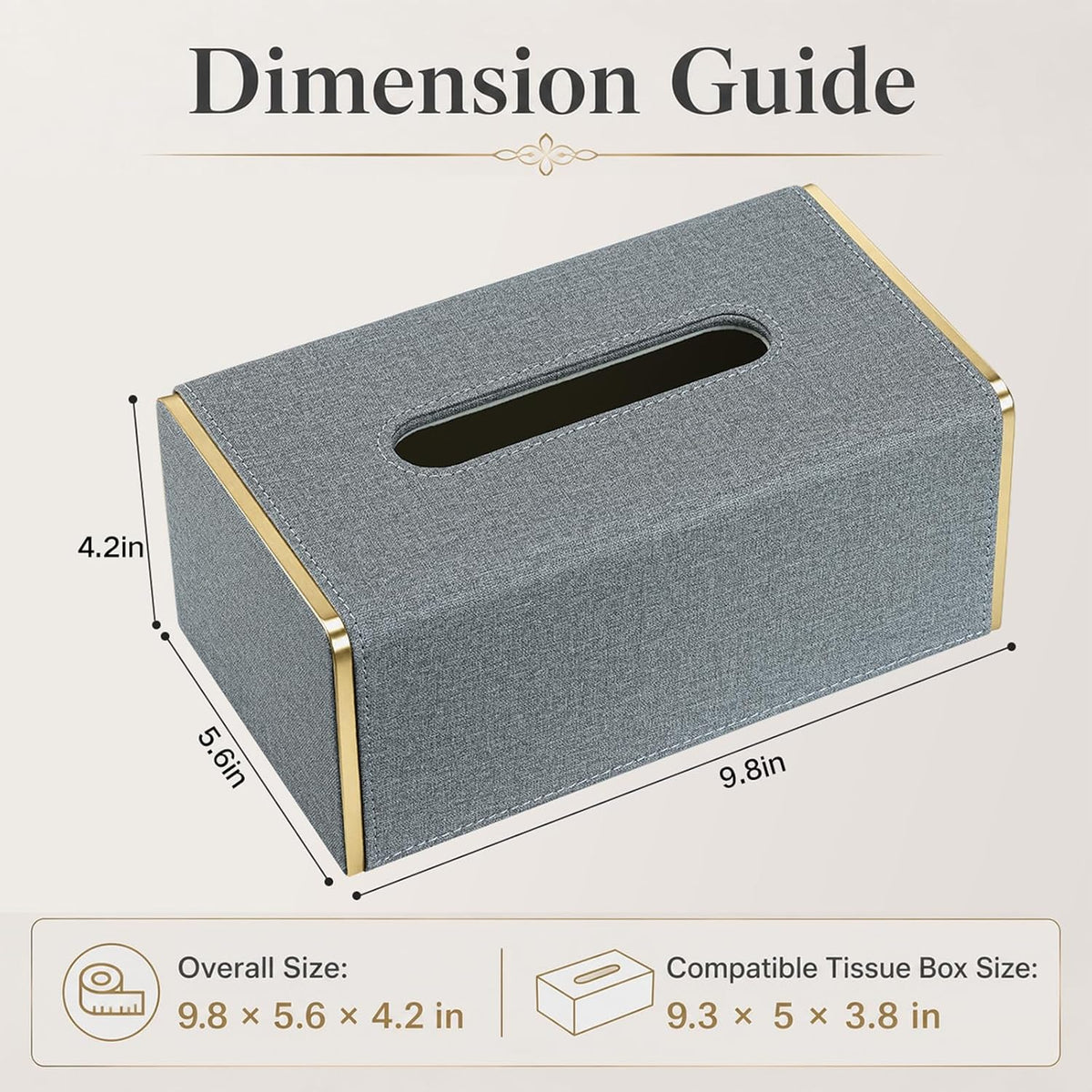 GORESE GORESE Linen Tissue Box Cover Rectangle, Leather Tissue Box Holder