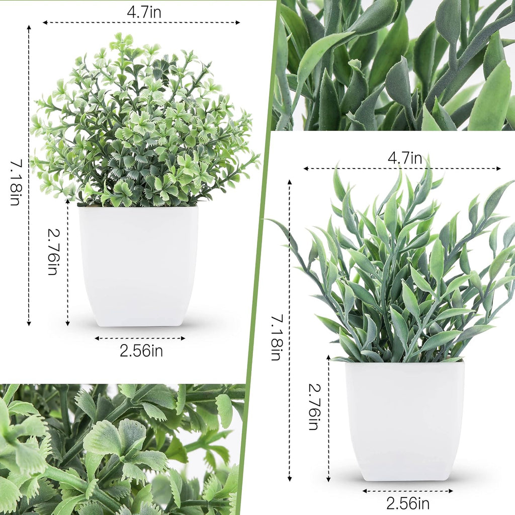 Der Rose 2 Pack Faux Plants Indoor Mini Plants for Desk Decor