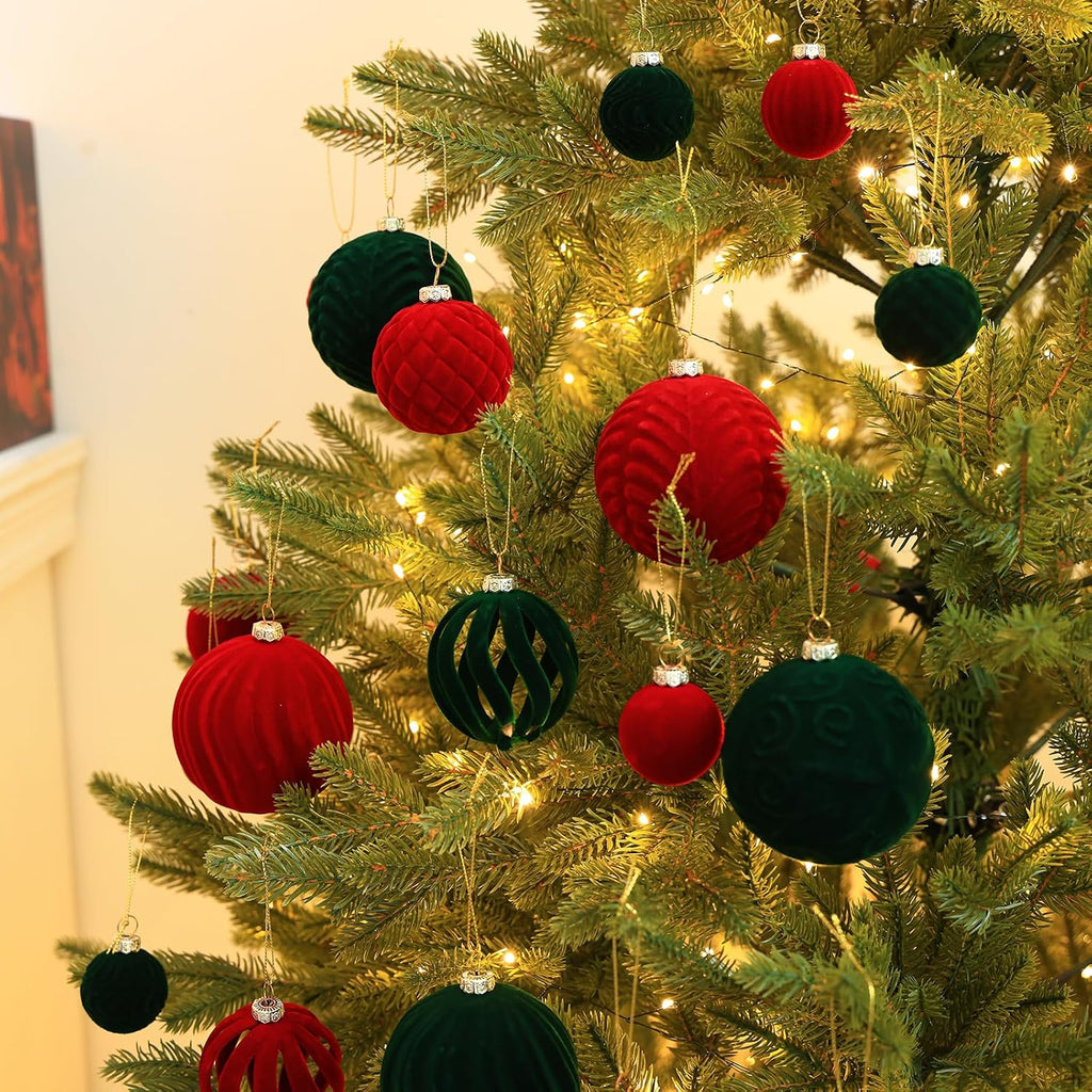 36Pcs Velvet Shatterproof Christmas ball Ornaments Set(Dark Green)