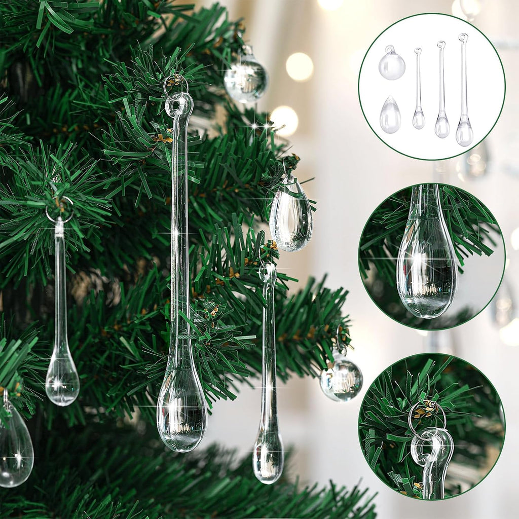 Vercraft 100 Pcs Christmas Tree Acrylic Hanging Ornaments,Clear