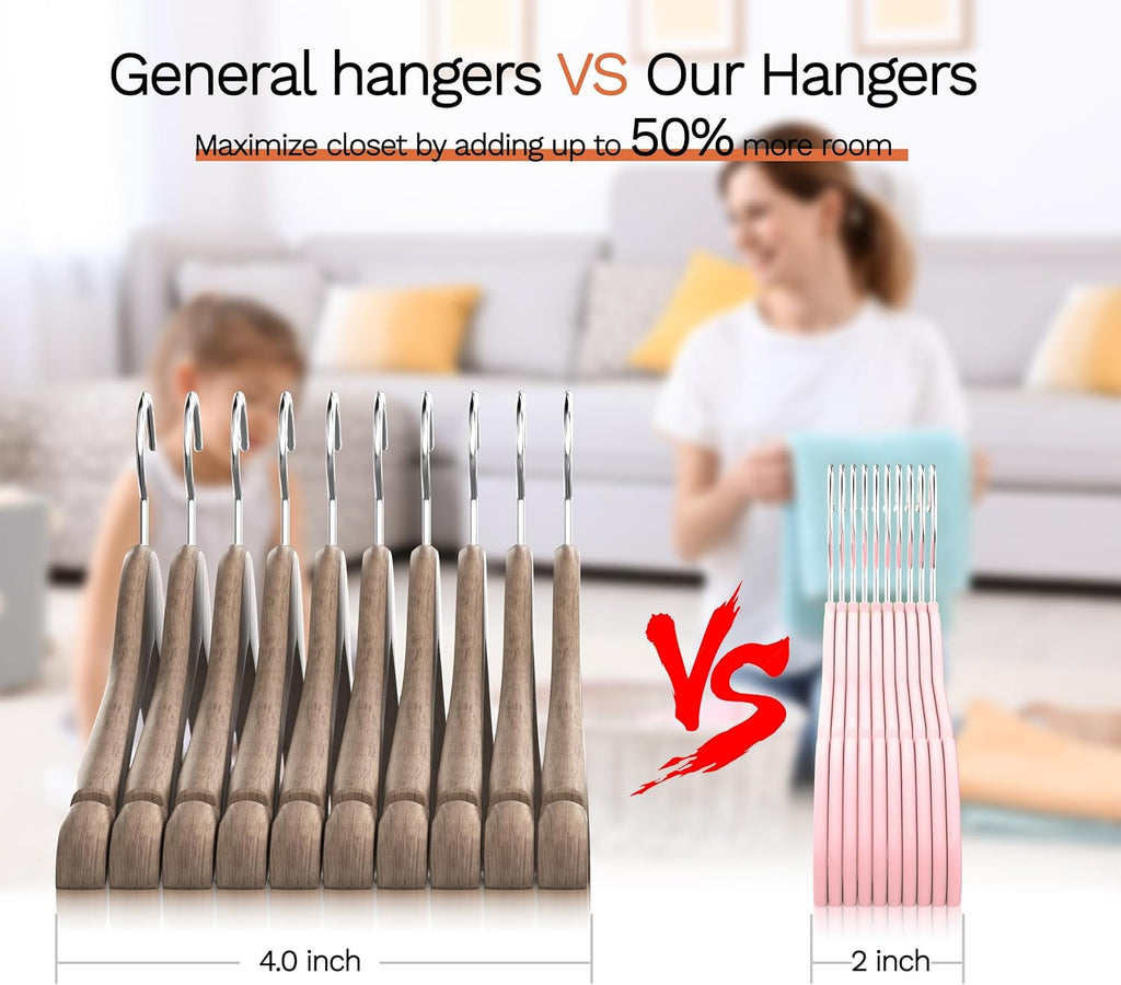 New Premium Velvet Hangers 60 Pack, Non Slip Clothes Hangers, Pink