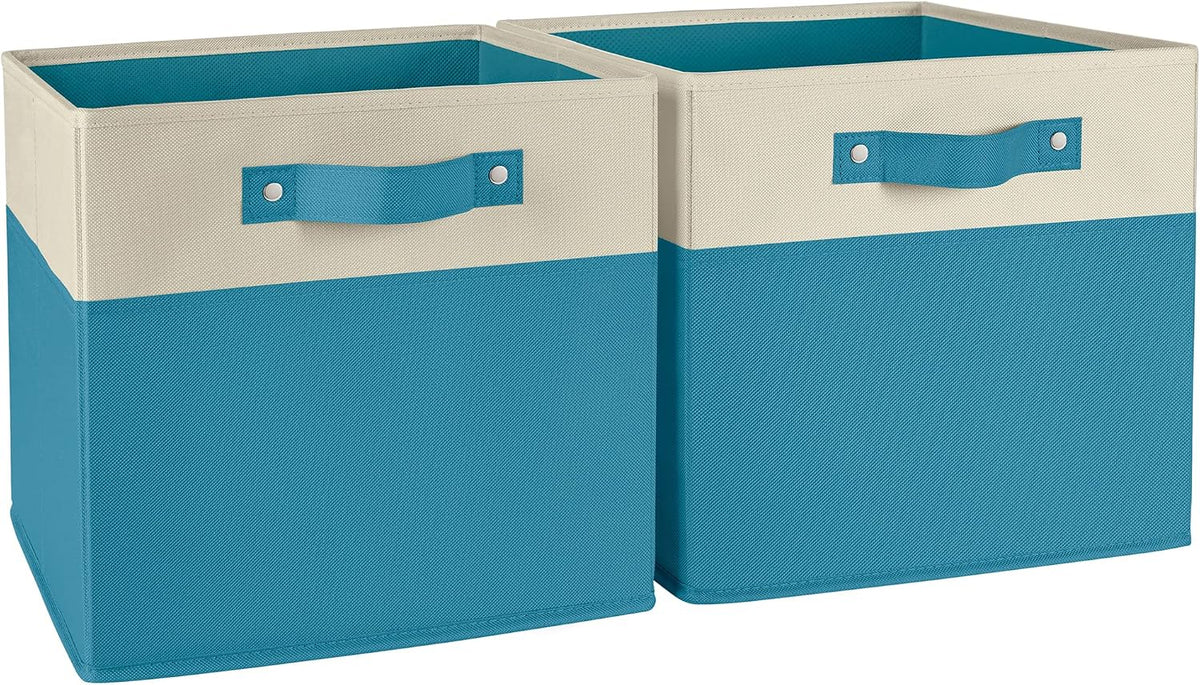 RiverRidge Kids storage bins - 10.5 Cube Storage Organizer with Handles - Turquoise Two-Tone closet organizers and storage for Toys, Shoes & More – Fits RiverRidge Cabinets