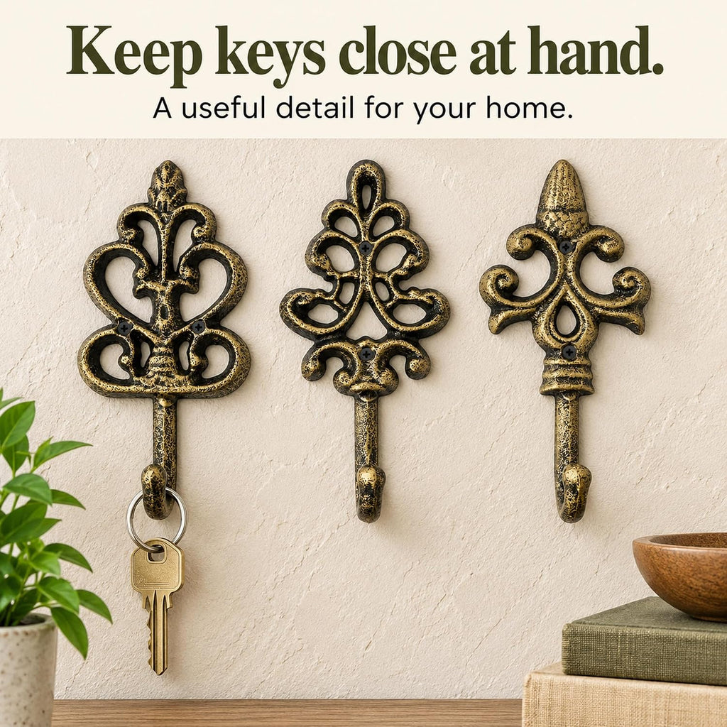 Comfify Gold and Black Cast Iron Wall Hooks