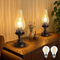 Set of 2 Vintage Table Lamps, Oil Lamp Style, E26 3-Level Dimming