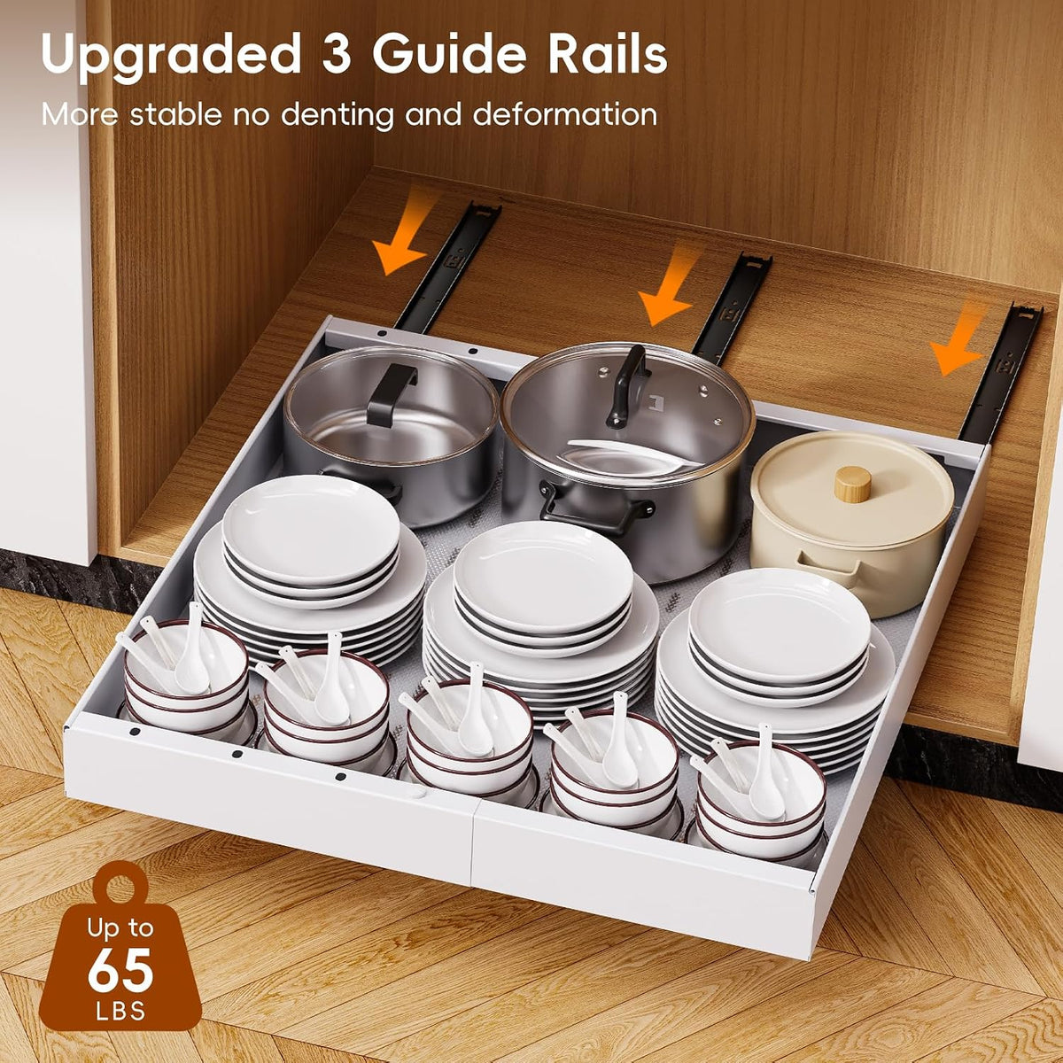 Pull Out Cabinet Organizer, 21"Deep Slide Out Drawers for Kitchen Cabinets