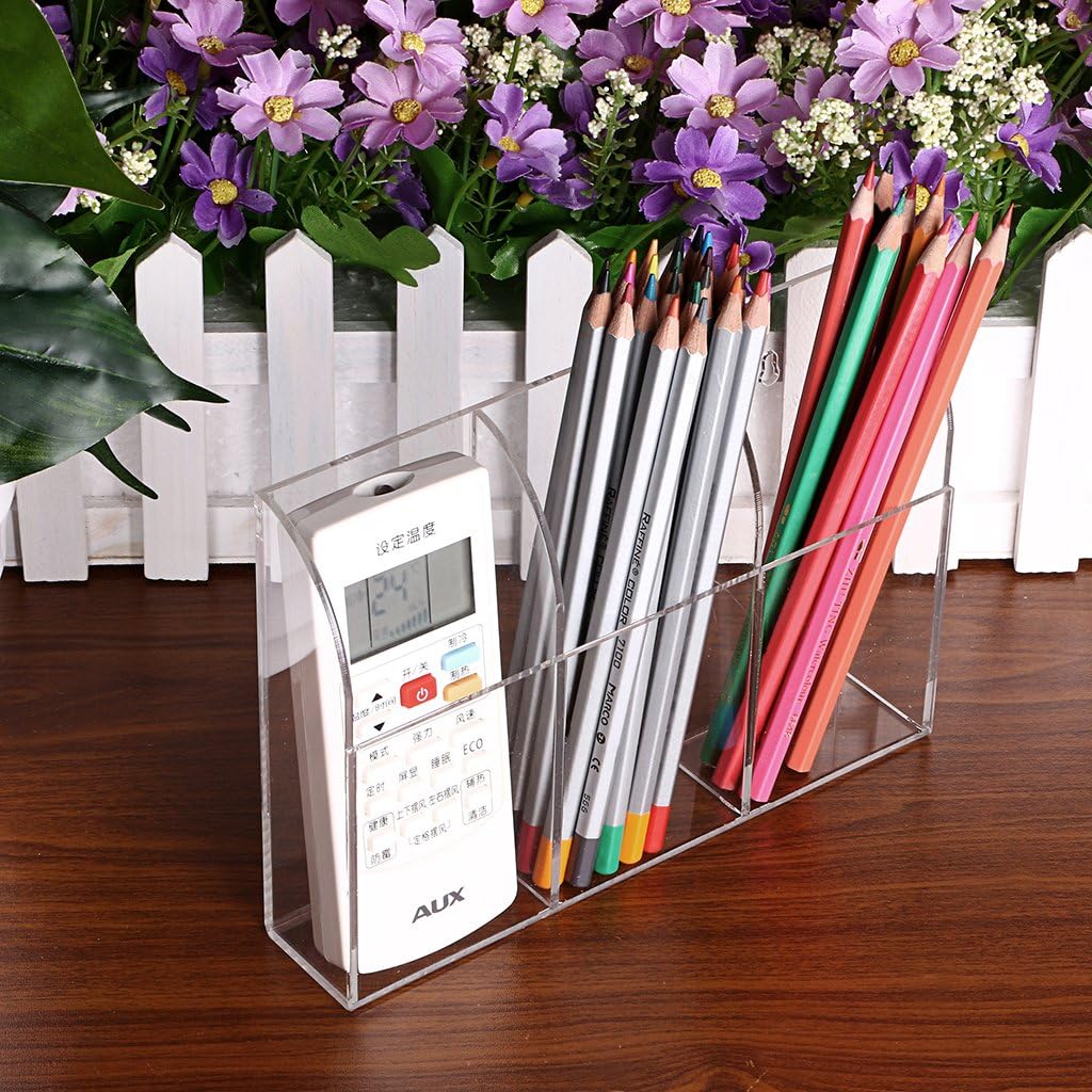 Hipiwe Wall Mount Remote Control Holder Acrylic Media Organizer, 3 Slots
